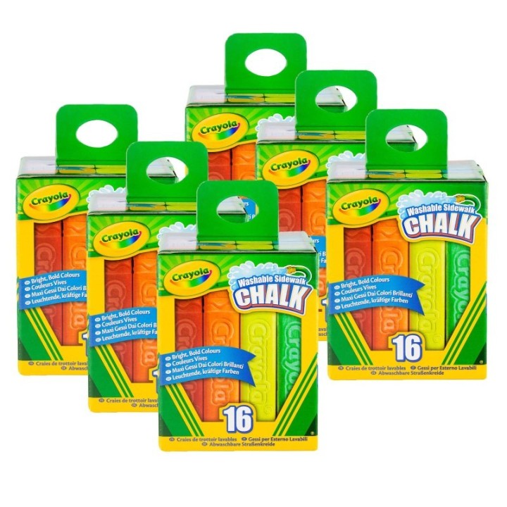 Crayola® Washable Sidewalk Chalk, 16 Per Pack, 6 Packs