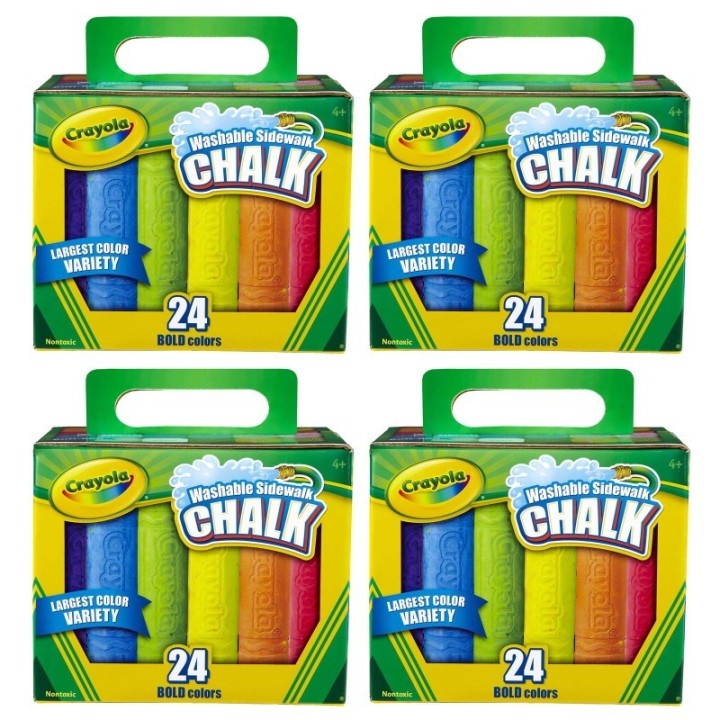 Crayola® Washable Sidewalk Chalk, 24 Per Box, 4 Boxes