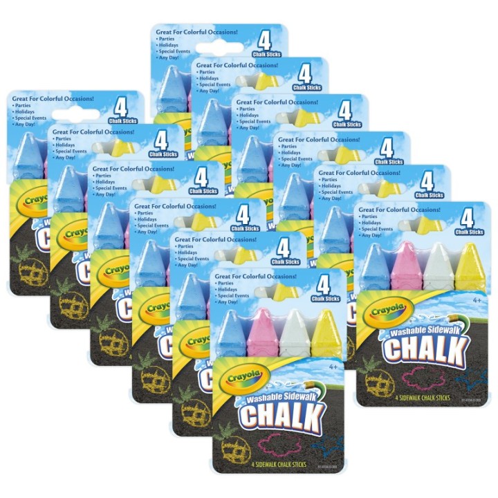 Crayola® Sidewalk Chalk, 4 Per Pack, 12 Packs
