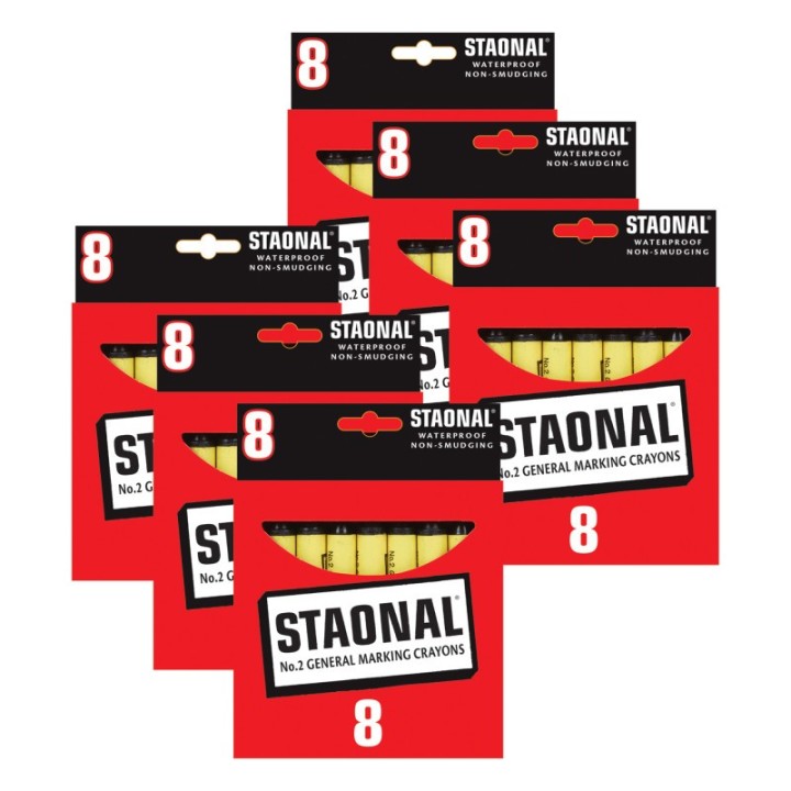 Crayola® Staonal® Marking Crayons, Black, 8 Per Pack, 6 Packs