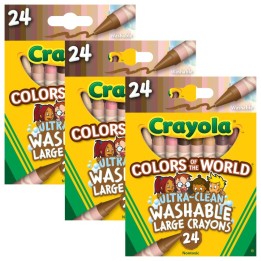 Crayola® Large Crayons, Colors of the World, 24 Per Box, 3 Boxes
