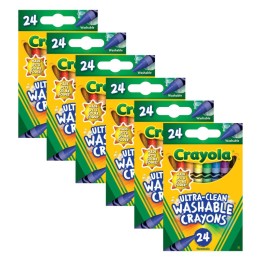 Crayola® Ultra-Clean Washable Crayons, 24 Per Pack, 6 Packs