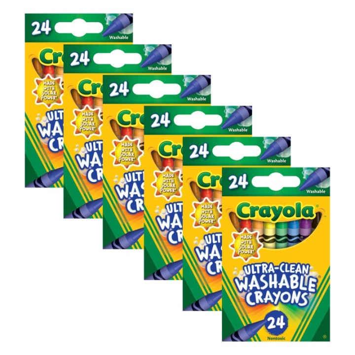 Crayola® Ultra-Clean Washable Crayons, 24 Per Pack, 6 Packs
