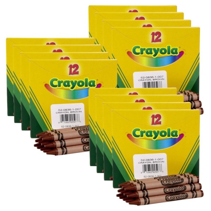 Crayola® Single Color Bulk Crayons, Regular Size, Brown, 12 Per Pack, 12 Packs