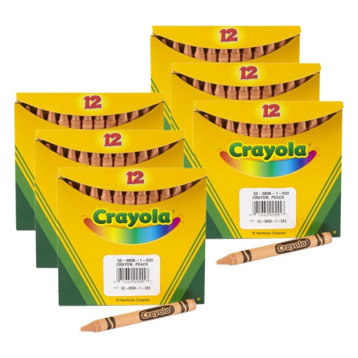 Crayola® Single Color Bulk Crayons, Regular Size, Peach, 12 Per Pack, 6 Packs