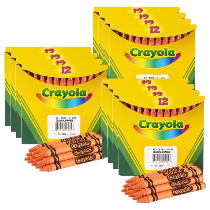 Crayola® Single Color Bulk Crayons, Regular Size, Orange, 12 Per Pack, 12 Packs