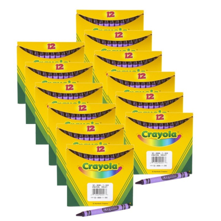 Crayola® Single Color Bulk Crayons, Regular Size, Violet, 12 Per Pack, 12 Packs