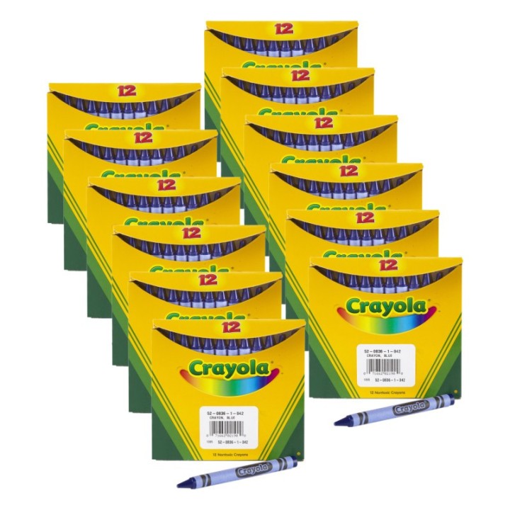 Crayola® Single Color Bulk Crayons, Regular Size, Blue, 12 Per Pack, 12 Packs