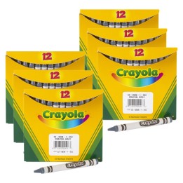 Crayola® Single Color Bulk Crayons, Regular Size, Gray, 12 Per Pack, 6 Packs