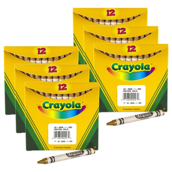 Crayola® Single Color Bulk Crayons, Regular Size, Gold, 12 Per Pack, 6 Packs