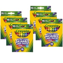 Crayola® Large Ultra-Clean Washable Crayons, 16 Per Box, 6 Boxes