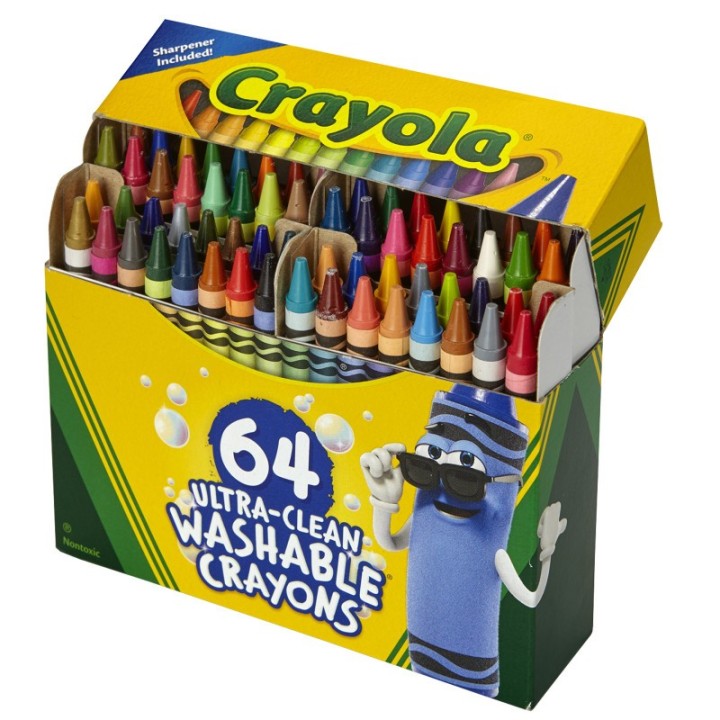 Crayola® Ultra-Clean Washable Crayons, Regular Size, Pack of 64
