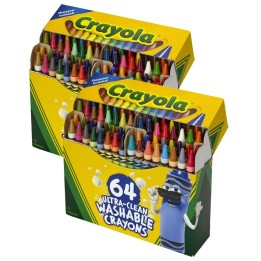 Crayola® Ultra-Clean Washable Crayons, Regular Size, 64 Per Pack, 2 Packs