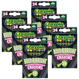 Crayola® Bold & Bright Construction Paper Crayons, 24 Per Pack, 6 Packs