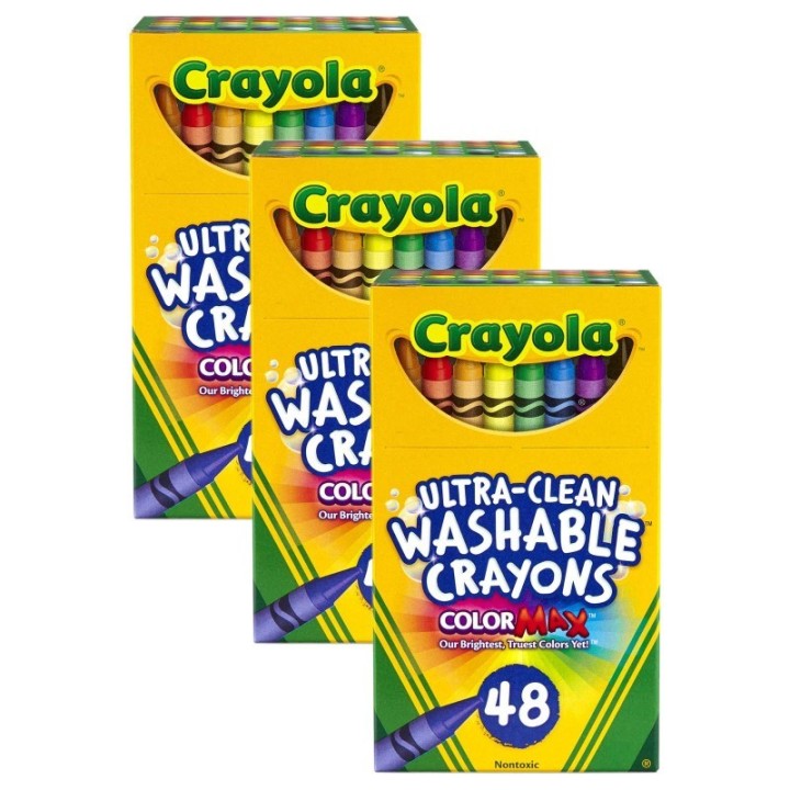 Crayola® Ultra-Clean Washable Crayons, Regular Size, 48 Per Pack, 3 Packs