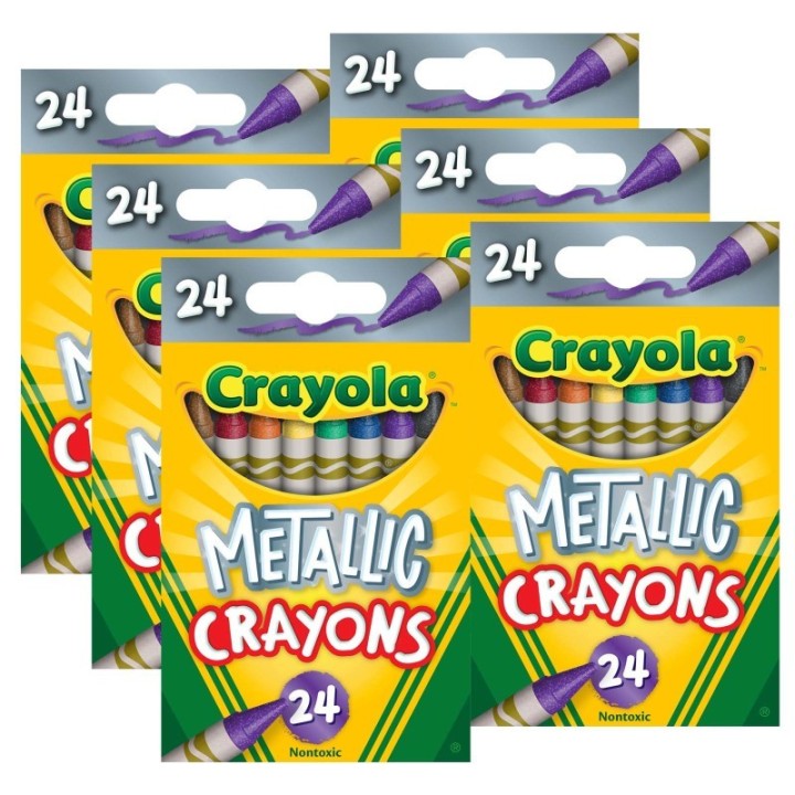 Crayola® Metallic Crayons, 24 Per Pack, 6 Packs