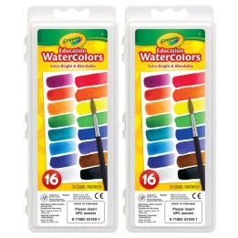 Crayola® Education Oval Pans Watercolors Set, 16 Colors, Pack of 2