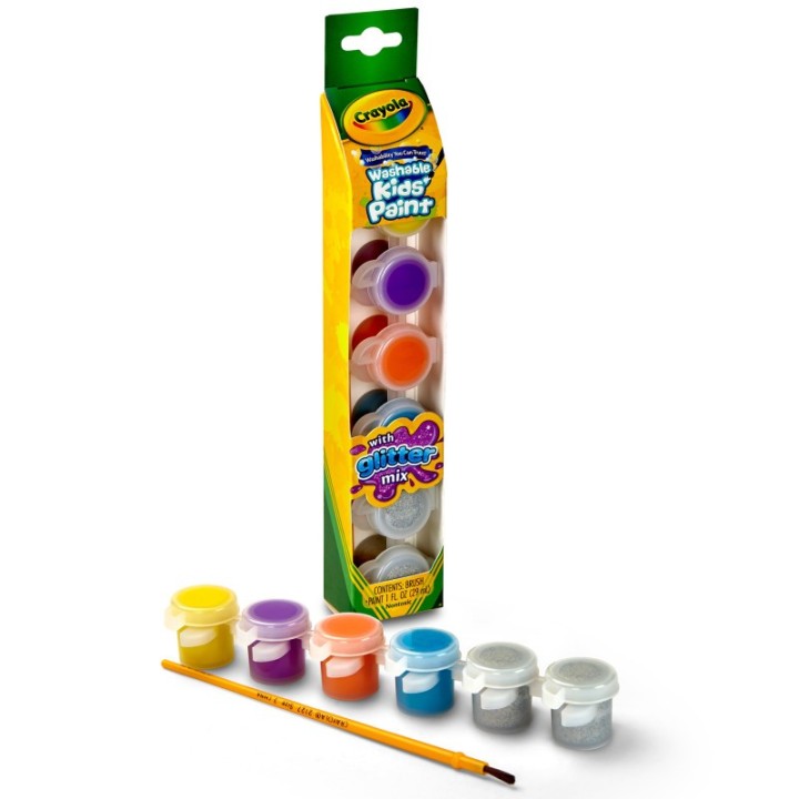 Crayola® Washable Kids' Paint Pots, Glitter Effects, 6 Count