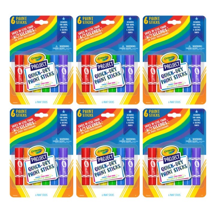 Crayola® Project™ Quick-Dry Paint Sticks, 6 Per Pack, 6 Packs