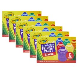 Crayola® Washable Project Paint, Classic Colors, 2 oz., 6 Bottles Per Pack, 6 Packs