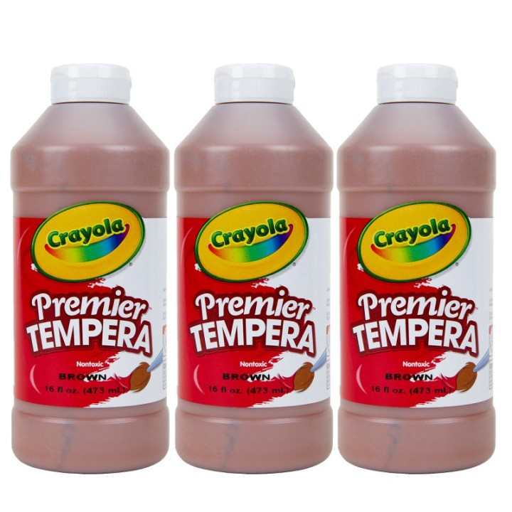 Crayola® Premier Tempera Paint, 16 oz, Brown, Pack of 3