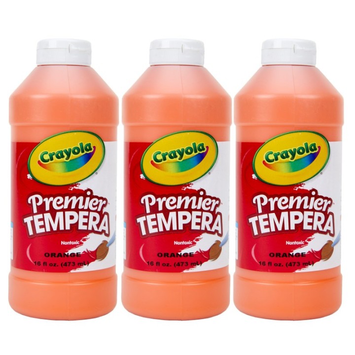 Crayola® Premier Tempera Paint, 16 oz, Orange, Pack of 3