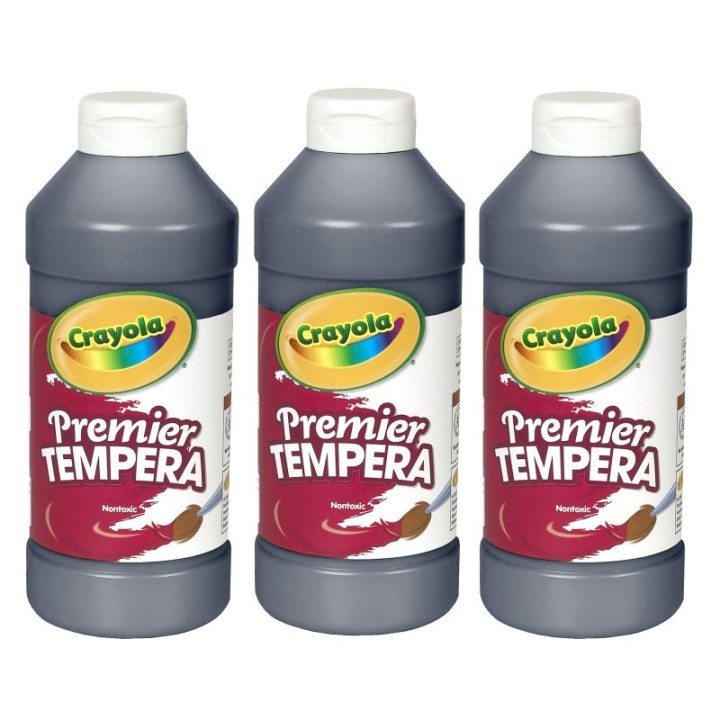 Crayola® Premier Tempera Paint, 16 oz, Black, Pack of 3