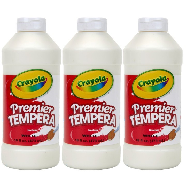 Crayola® Premier Tempera Paint, 16 oz, White, Pack of 3