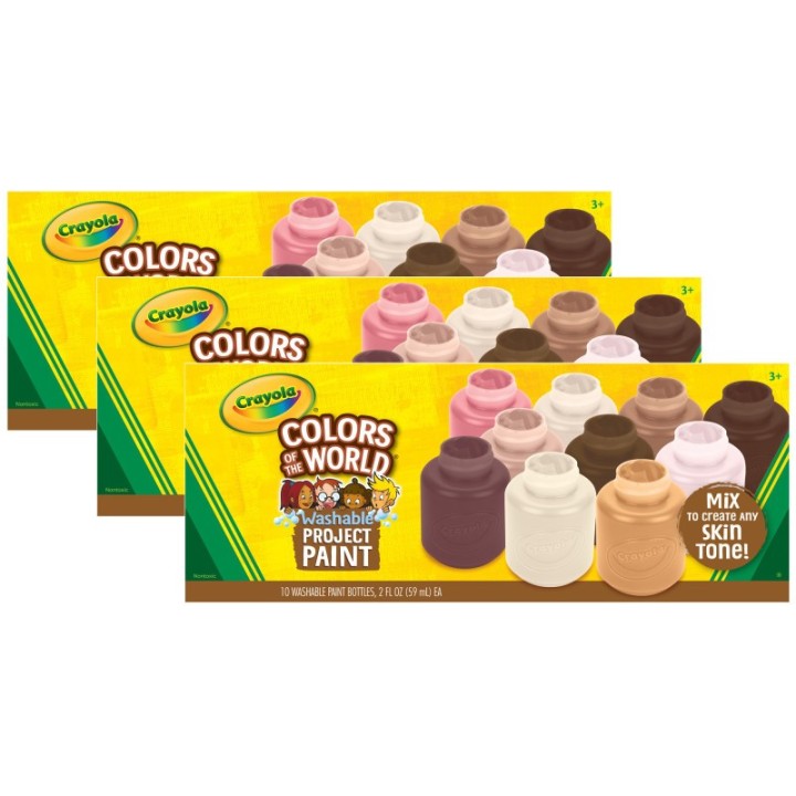 Crayola® Colors of the World Project Paint, 2oz Jars, 10 Per Pack, 3 Packs