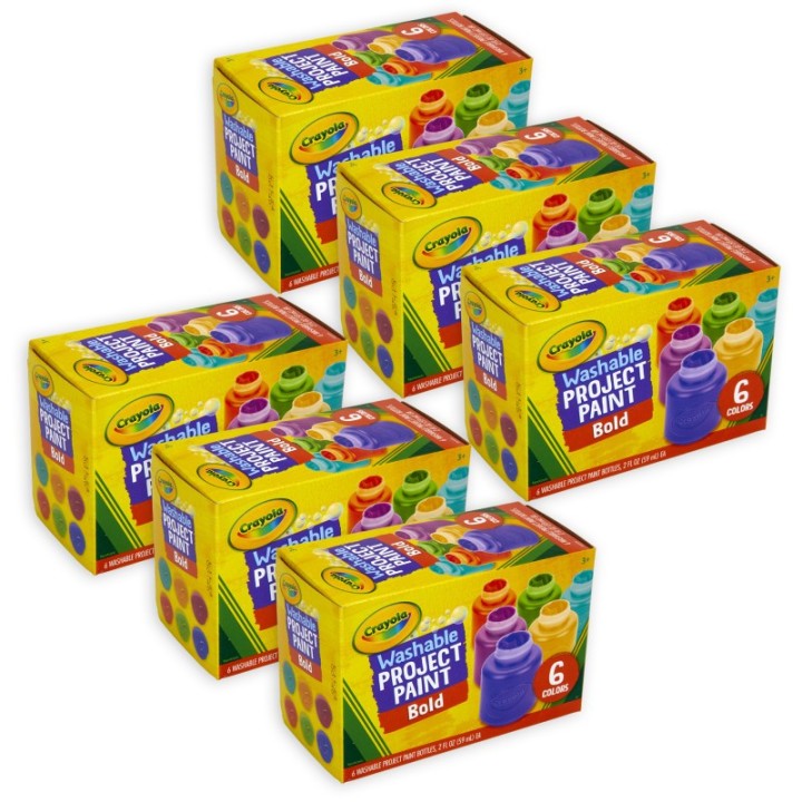 Crayola® Washable Project Paint, Bold, 6 Per Pack, 6 Packs