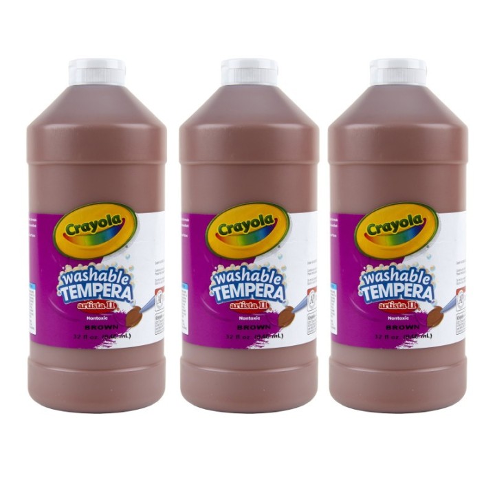 Crayola® Artista II Washable Tempera Paint, 32 oz, Brown, Pack of 3