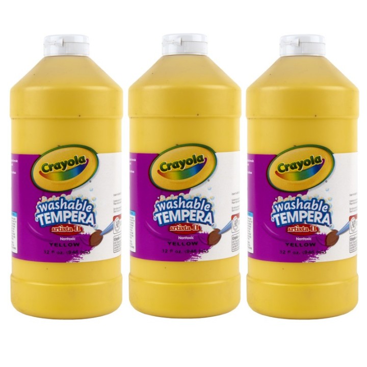 Crayola® Artista II Washable Tempera Paint, 32 oz, Yellow, Pack of 3