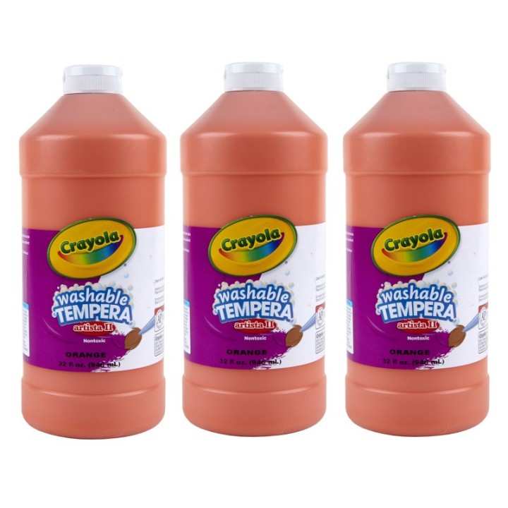 Crayola® Artista II Washable Tempera Paint, 32 oz, Orange, Pack of 3