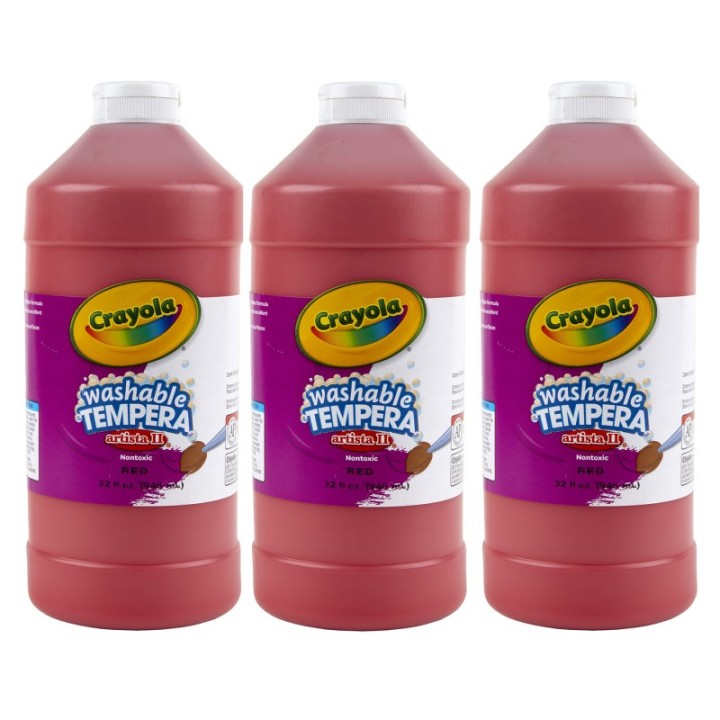 Crayola® Artista II Washable Tempera Paint, 32 oz, Red, Pack of 3