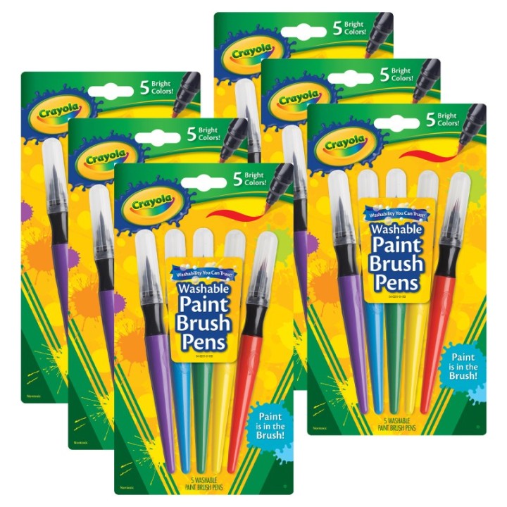 Crayola® Washable No Drip Paint Brush Pens, 5 Per Pack, 6 Packs