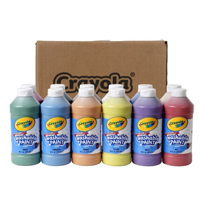 Crayola® Washable Paint, Assorted Colors, 16 oz, 12 Count