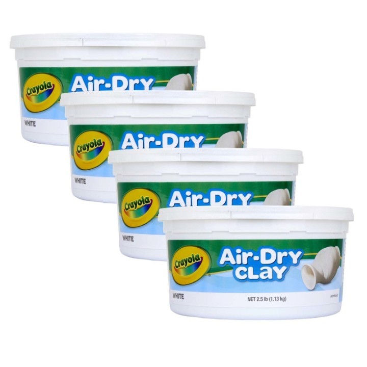 Crayola® Air-Dry Clay, 2.5 lbs Resealable Bucket, White, Pack of 4