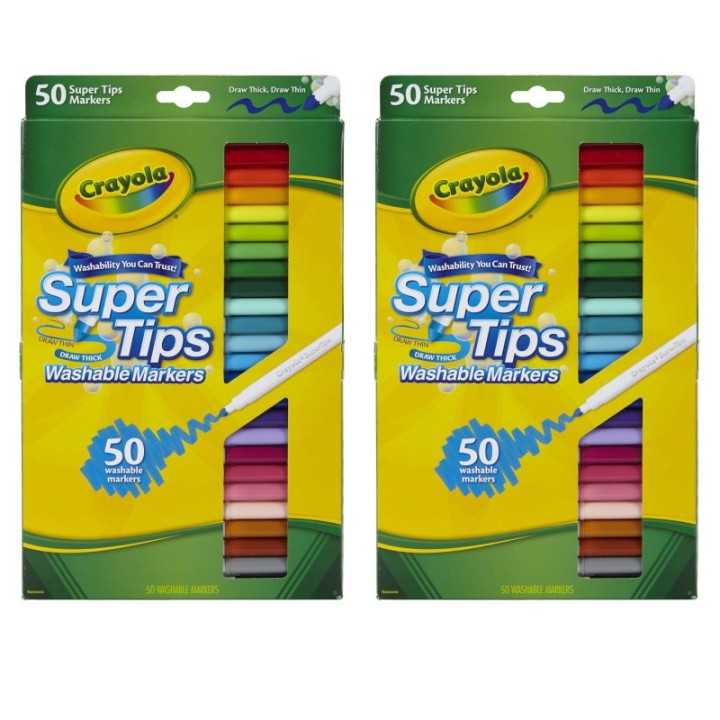 Crayola® Super Tips Washable Markers, 50 Per Box, 2 Boxes
