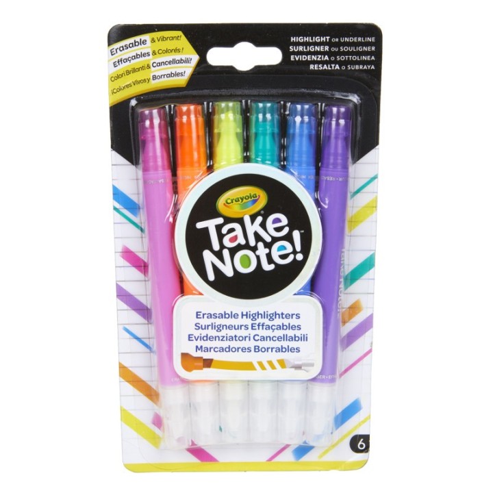 Crayola® Take Note! Erasable Highlighters, Pack of 6