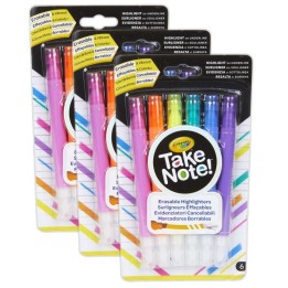 Crayola® Take Note! Erasable Highlighters, 6 Per Pack, 3 Packs