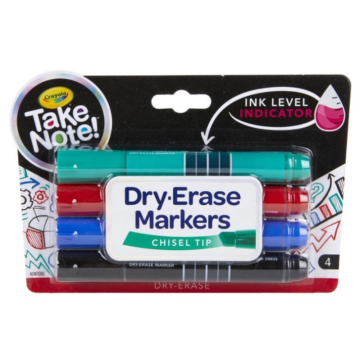 Crayola® Take Note Chisel Tip Dry Erase Marker, Pack of 4
