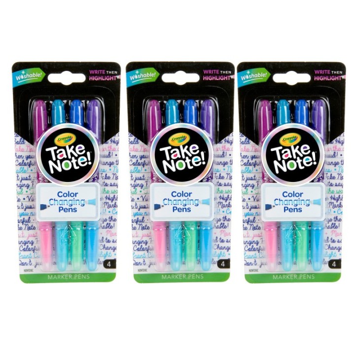 Crayola® Take Note! Dual Ended Color Changing Pens, 4 Per Pack, 3 Packs