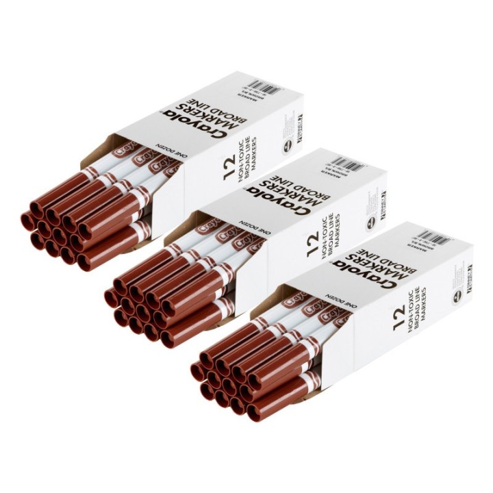 Crayola® Bulk Markers, Conical Tip, Brown, 12 Per Pack, 3 Packs