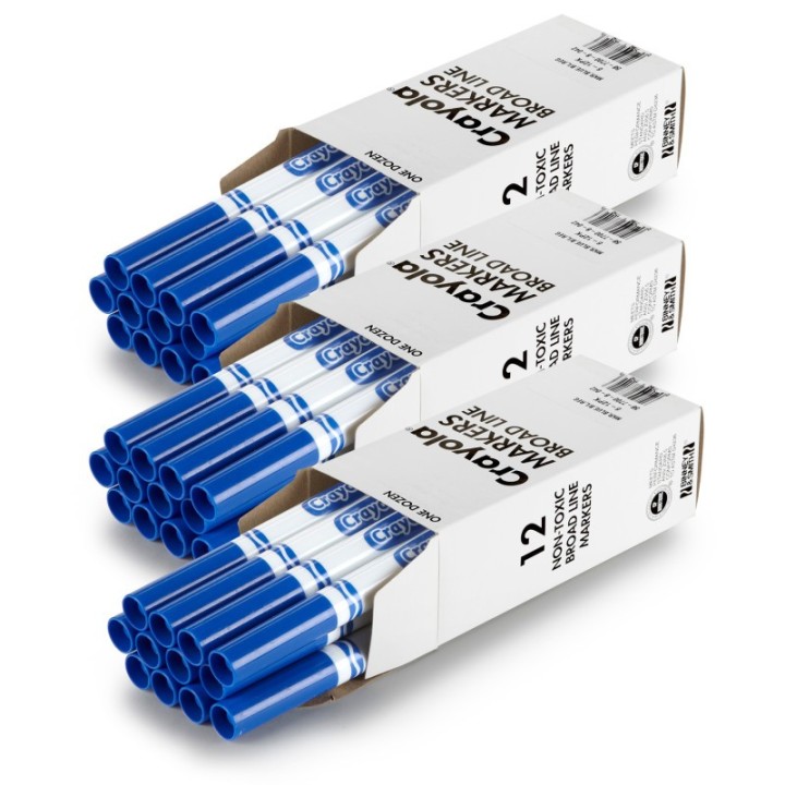 Crayola® Bulk Markers, Conical Tip, Blue, 12 Per Pack, 3 Packs