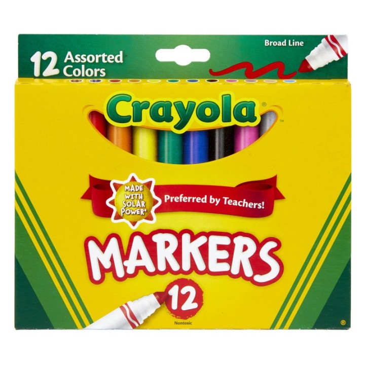 Crayola® Broad Line Markers, Assorted Colors, 12 Count