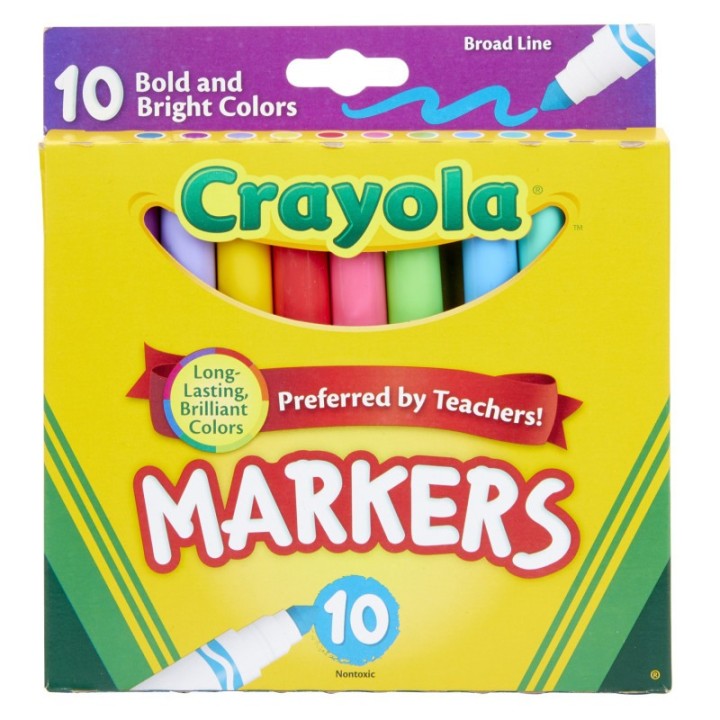 Crayola® Broad Line Markers, Bold & Bright Colors, Pack of 10