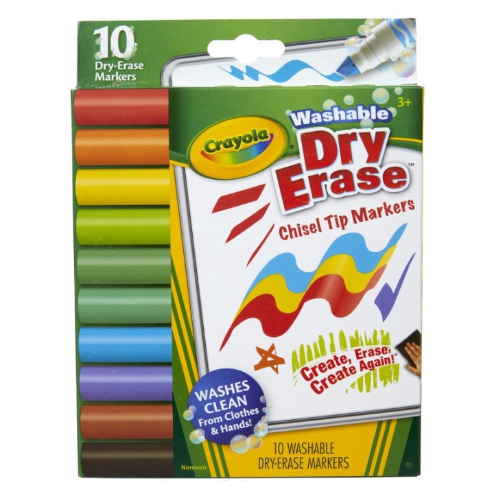 Crayola® Washable Dura-Wedge Tip Dry Erase Markers, 10 Count