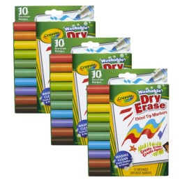 Crayola® Washable Dura-Wedge Tip Dry Erase Markers, 10 Per Pack, 3 Packs