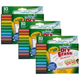 Crayola® Washable Slim Dry Erase Markers, 10 Per Pack, 3 Packs