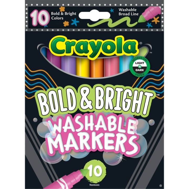 Crayola® Bold & Bright Washable Broadline Markers, 10 Count